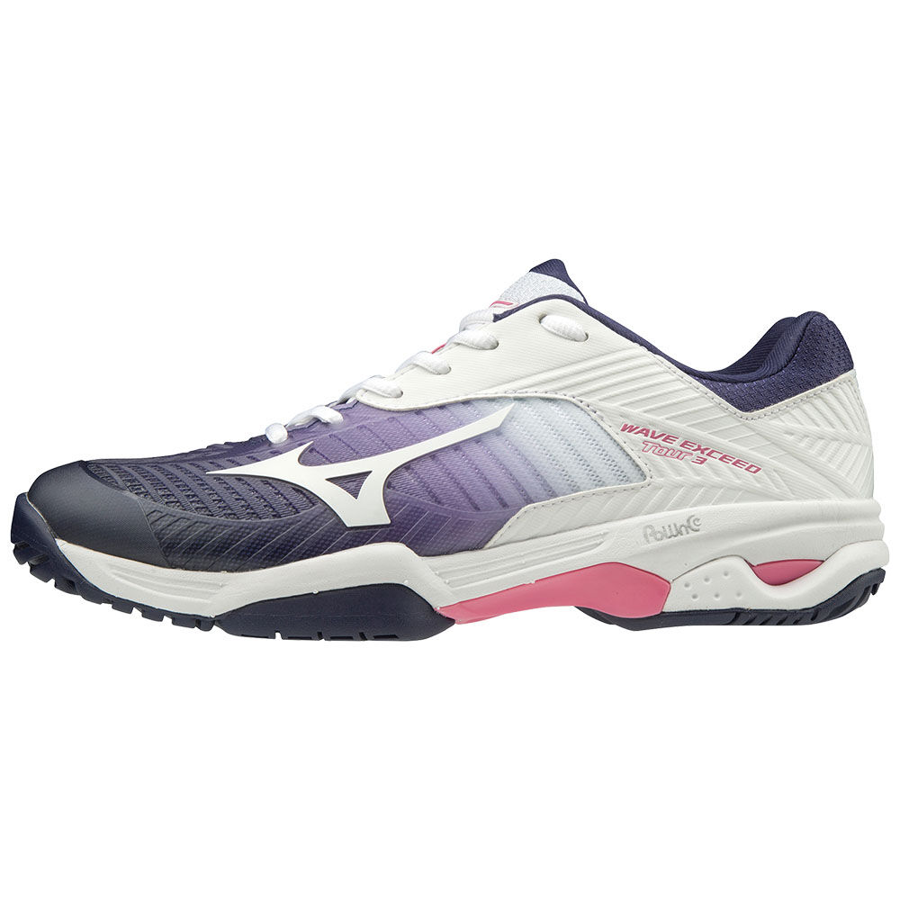 Womens Mizuno Wave Exceed Tour 3 AC Tennis Shoes White/Purple/Pink Philippines (KOASFP293)